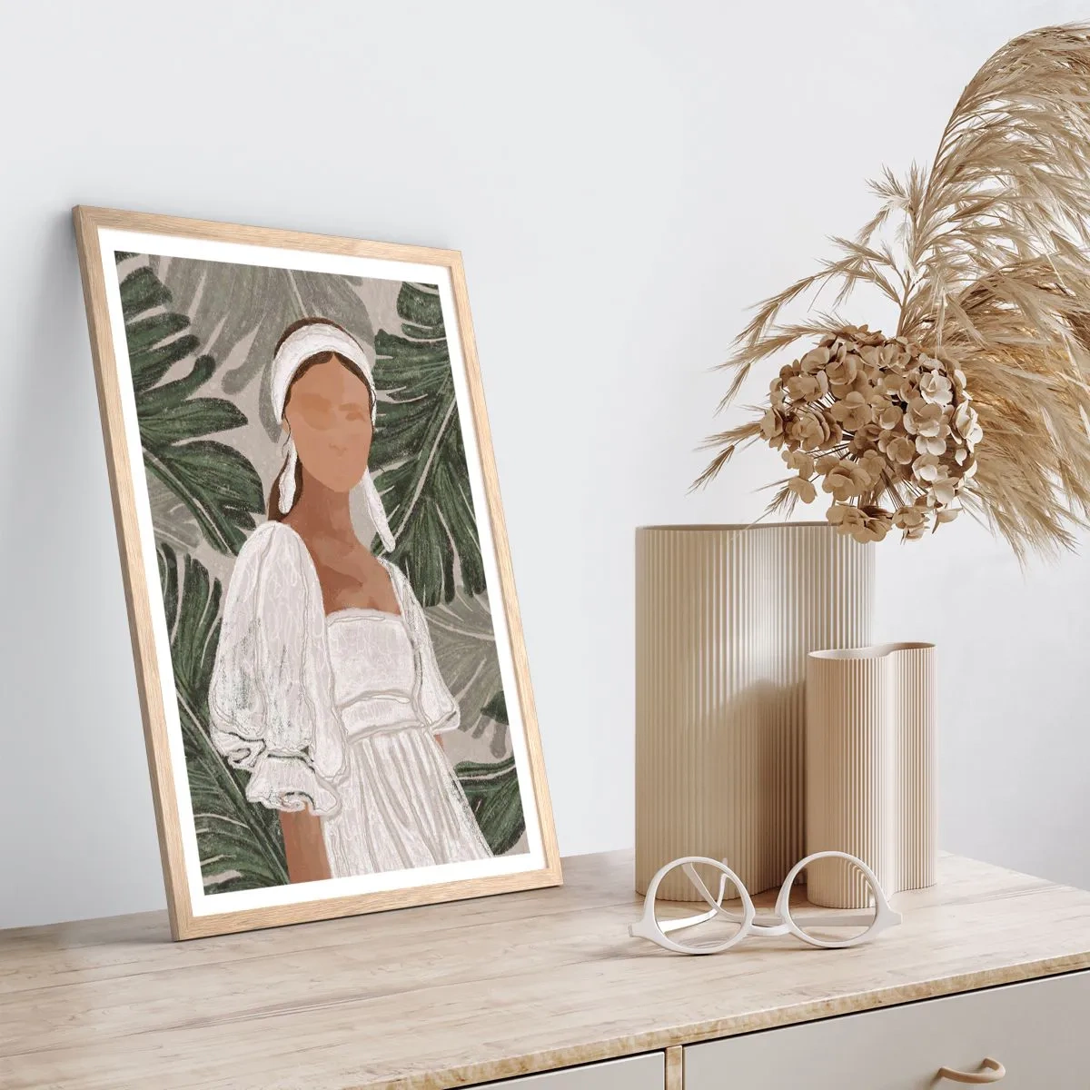 Poster în ramă de stejar deschis - Portret exotic - 70x100 cm