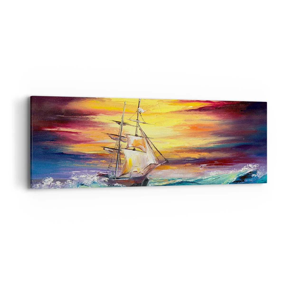Tablou pe pânză - Înfruntând valurile - 90x30 cm