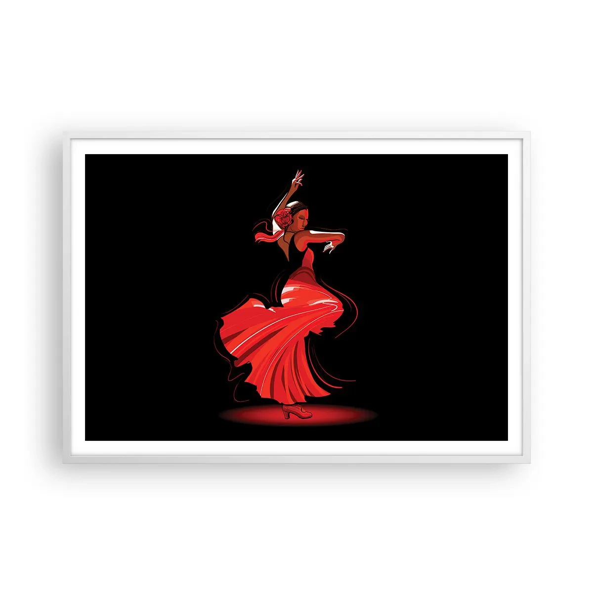 Poster în ramă albă - Spiritul înflăcărat al flamenco-ului - 100x70 cm