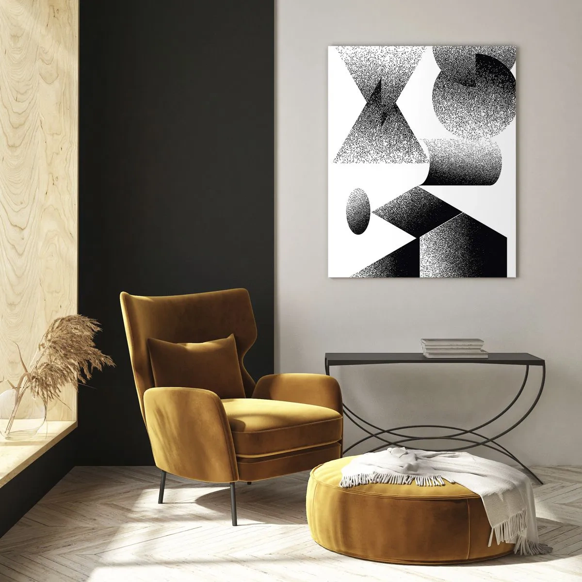Tablou pe sticlă - Unghiuri și ovale - 50x70 cm