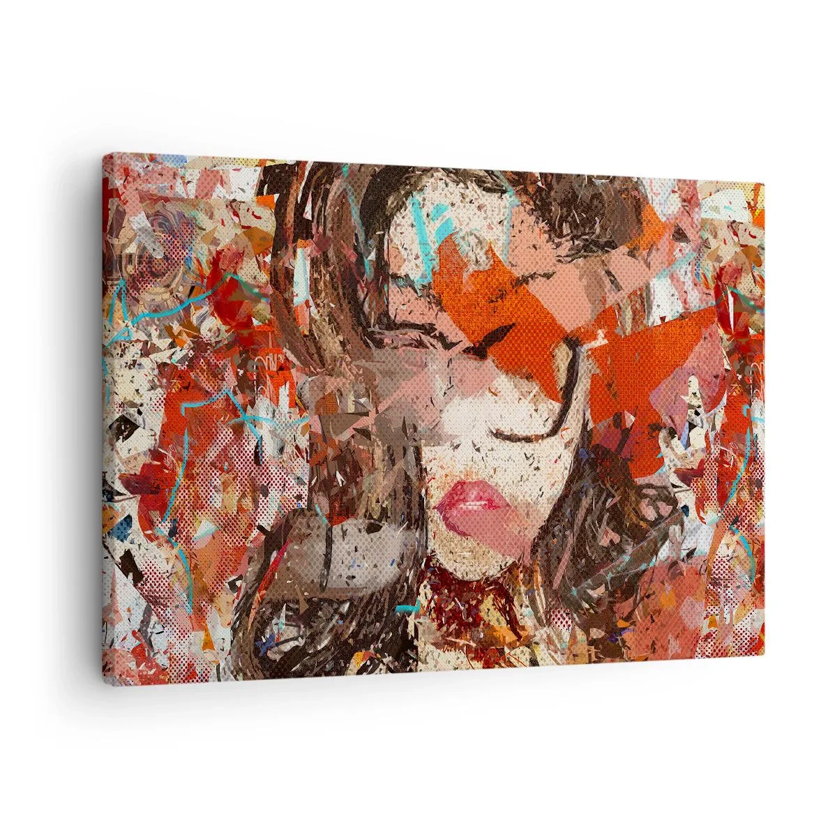 Tablou pe pânză Canvas - Portret abstract al unei femei în culori intense - 70x50cm - Chiar nu știe nimeni cum ești tu - Decorațiune modernă pentru perete pentru living și dormitor ARTTOR
