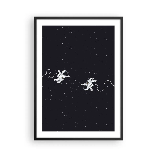Poster în ramă neagră - Doi astronauți plutind în spațiu - 50x70cm - Dansul spațial - Decorațiune modernă pentru perete pentru living și dormitor ARTTOR