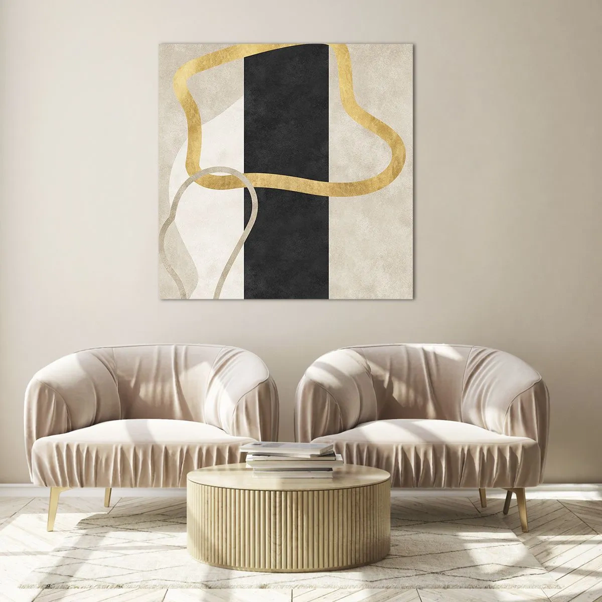 Tablou pe sticlă - Forme înbuclite - 70x70 cm