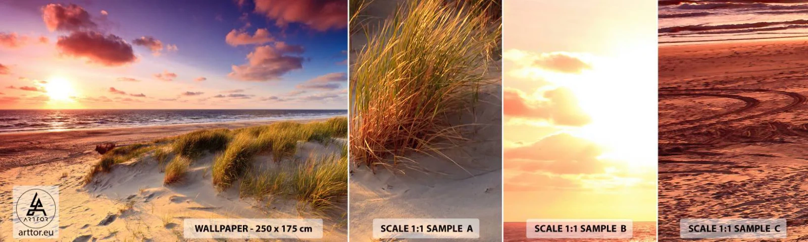 Mostră tapet autocolant Deluxe Sticker - Deja aerul de vară miroase - Peisaj, plajă, Dună - 100x30 cm