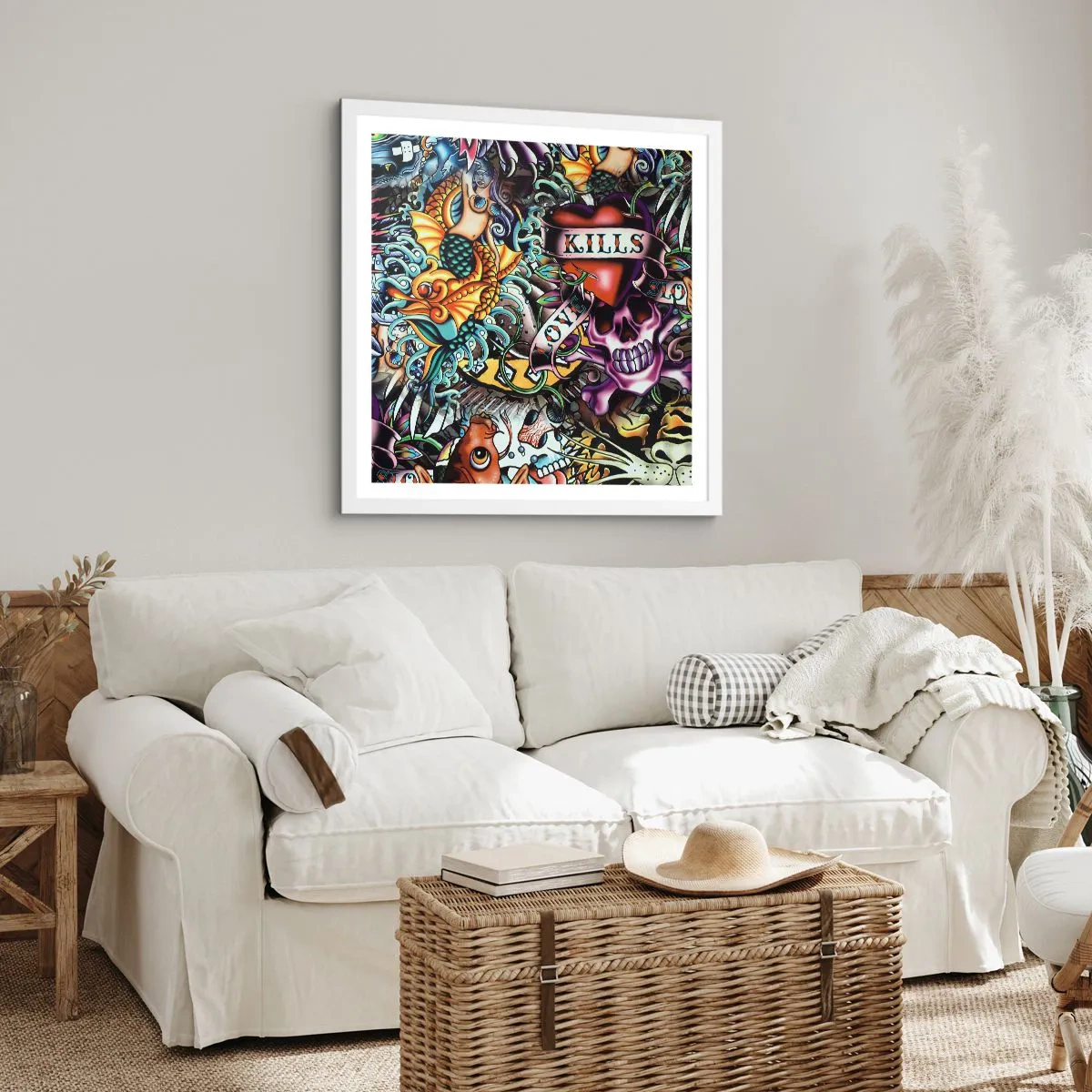 Poster în ramă albă - Visul unui artist tatuator - 40x40 cm