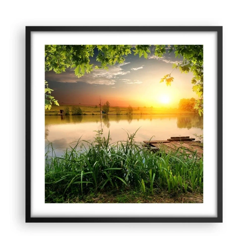 Poster în ramă neagră - Peisaj într-un cadru verde - 50x50 cm