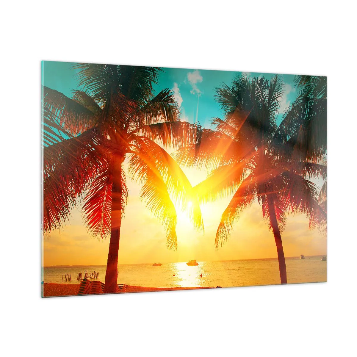Tablou pe sticlă - Cuplu exotic - 100x70 cm