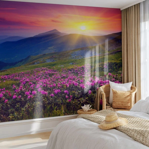 Tapet Premium Sand - ... Și peste tot în jur se simte un miros de jneapăn și parfum de ierburi... - Peisaj, Munţi, Apus de soare - 200x140 cm