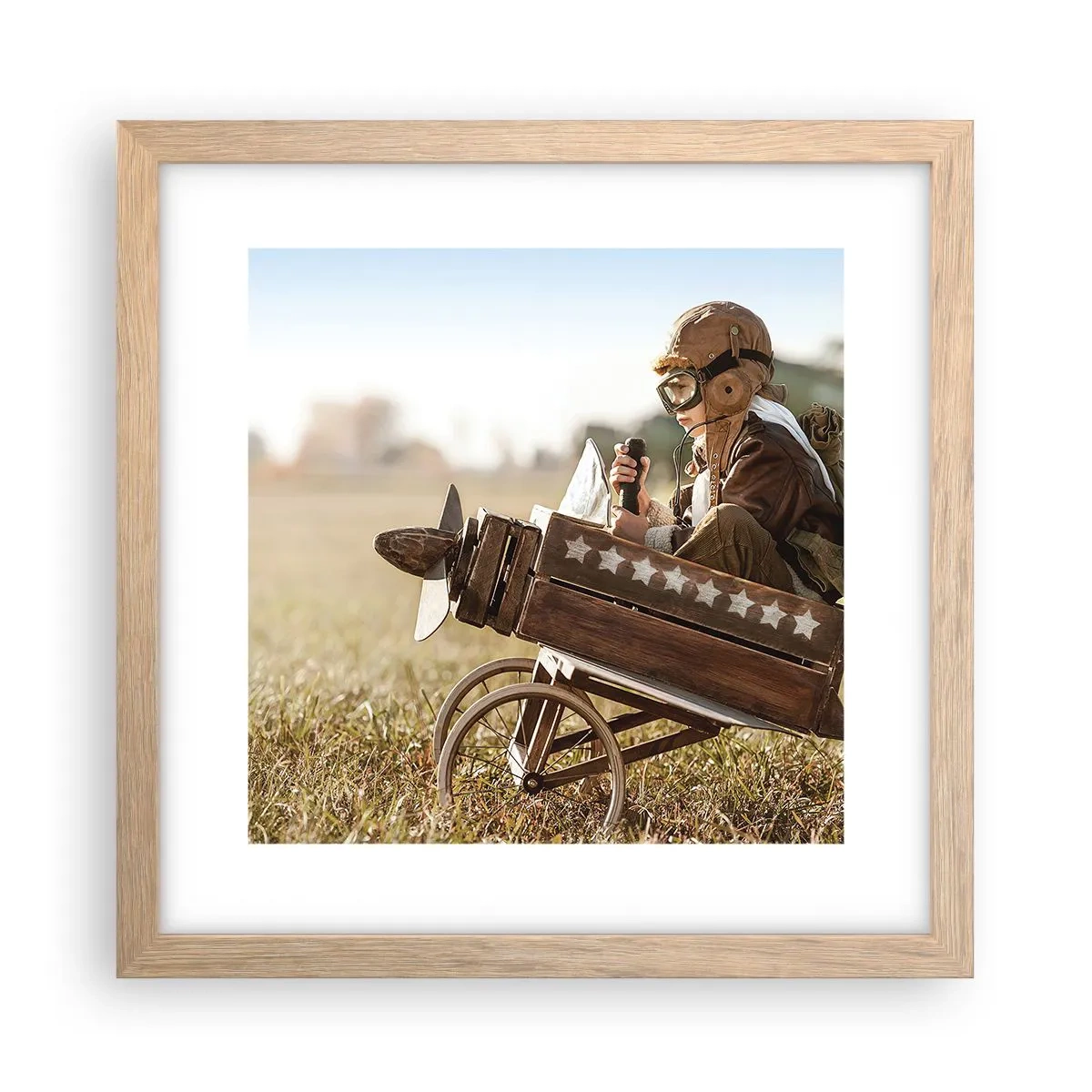 Poster în ramă de stejar deschis - Porniți spre vis - 30x30 cm