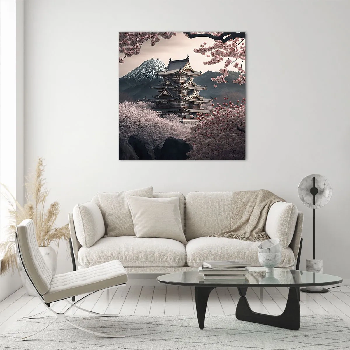 Tablou pe sticlă - Țara florilor de cireș - 40x40 cm