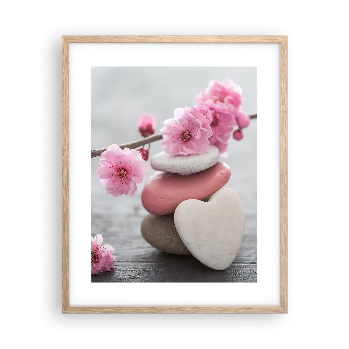 Poster în ramă de stejar deschis - Fericirea florilor de cireș - 40x50 cm