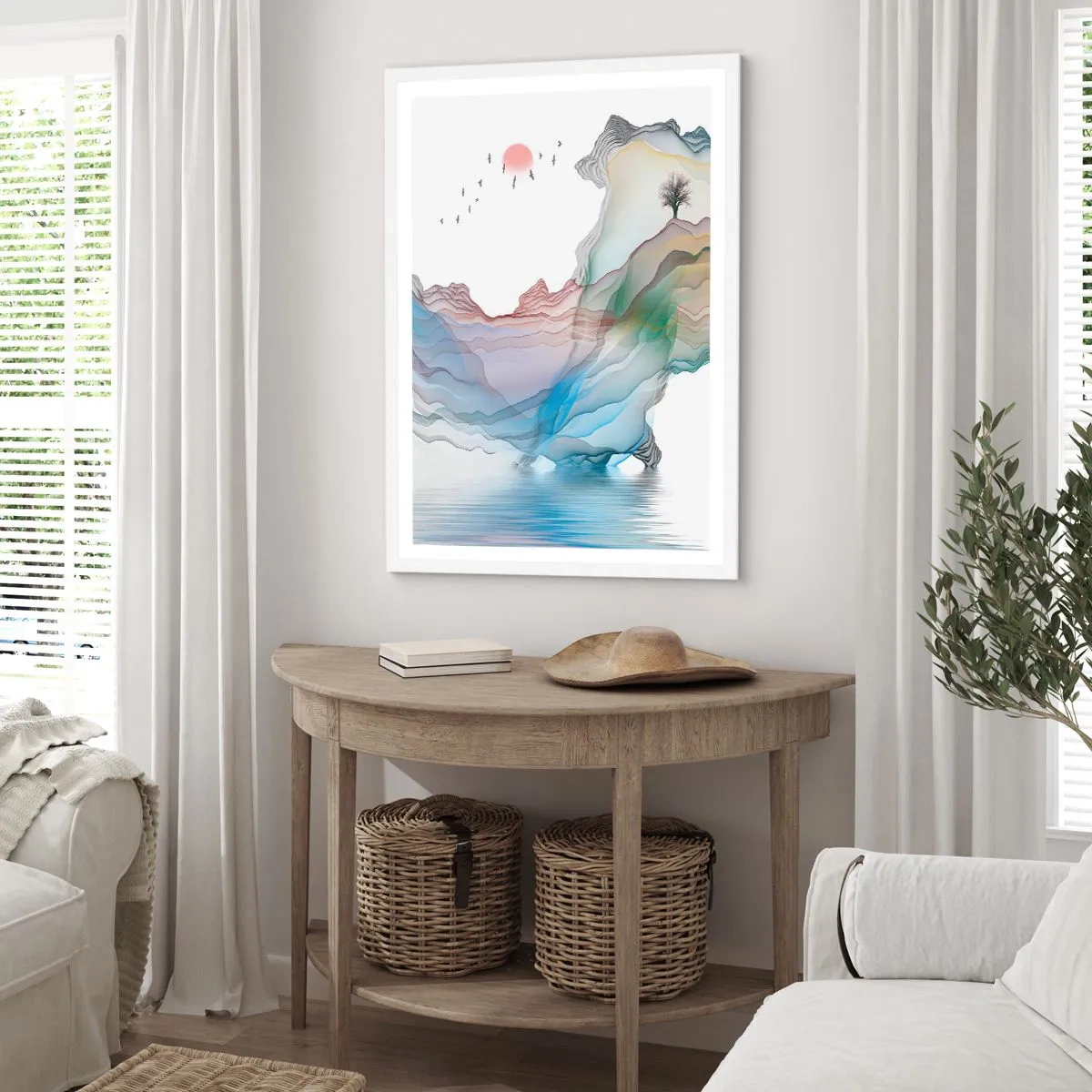 Poster în ramă albă - Spre munții de cristal - 70x100 cm