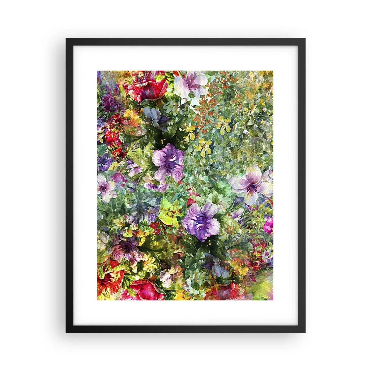 Poster în ramă neagră - Să ne pierdem în flori - 40x50 cm