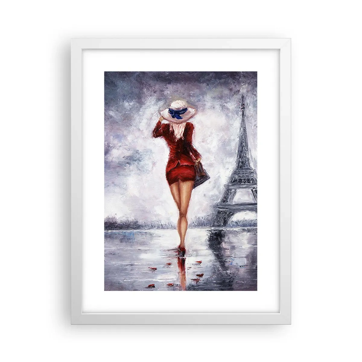 Poster în ramă albă - Simboluri pariziene - 30x40 cm