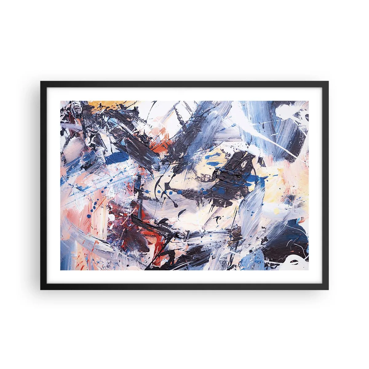 Poster în ramă neagră - Dansul nebun al abstracției - 70x50 cm