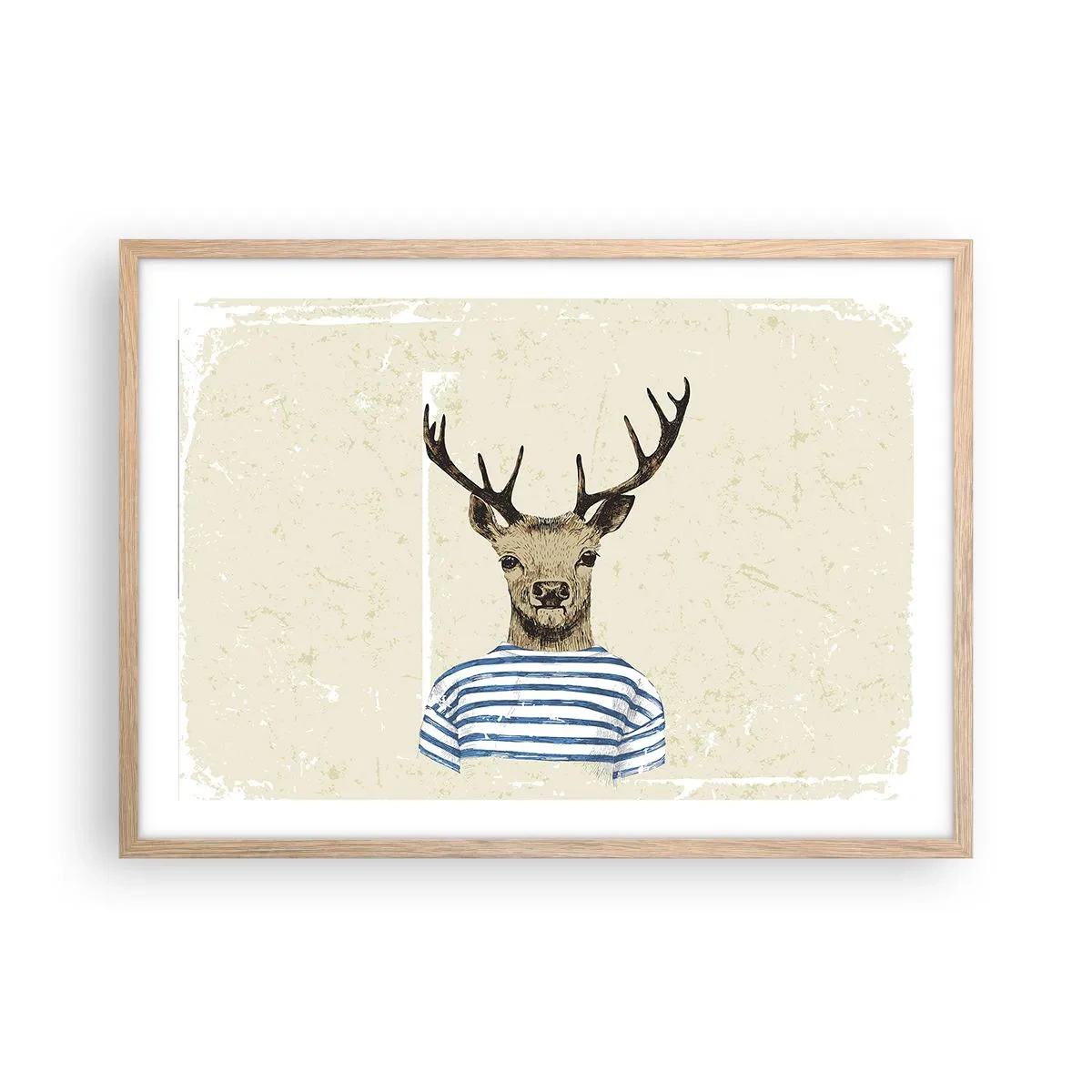 Poster în ramă de stejar deschis - Pentru că îmi plac cămășile cu dungi! - 70x50 cm