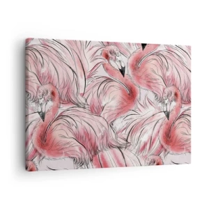 Tablou pe pânză Canvas - Desene delicate cu flamingo roz - 70x50cm - Corpul de balet al păsărilor - Decorațiune modernă pentru perete pentru living și dormitor ARTTOR