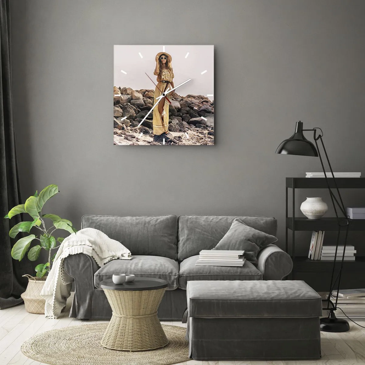 Ceas de perete - Ceas pe sticlă - Magia pietrelor - 40x40 cm