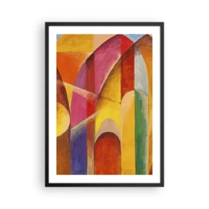 Poster în ramă neagră - Abstracție colorată cu forme geometrice - 50x70cm - Catedrala Soarelui - Decorațiune modernă pentru perete pentru living și dormitor ARTTOR