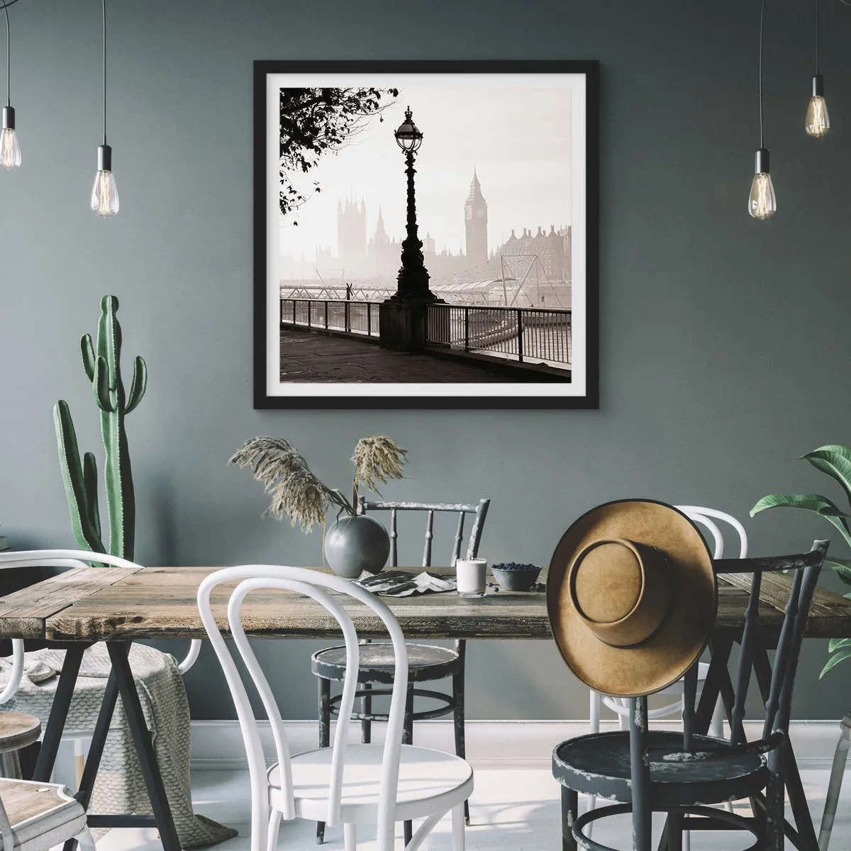 Poster în ramă neagră - Londra de dimineața - 30x30 cm