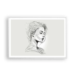 Poster în ramă albă - Desenată cu linii - 100x70 cm