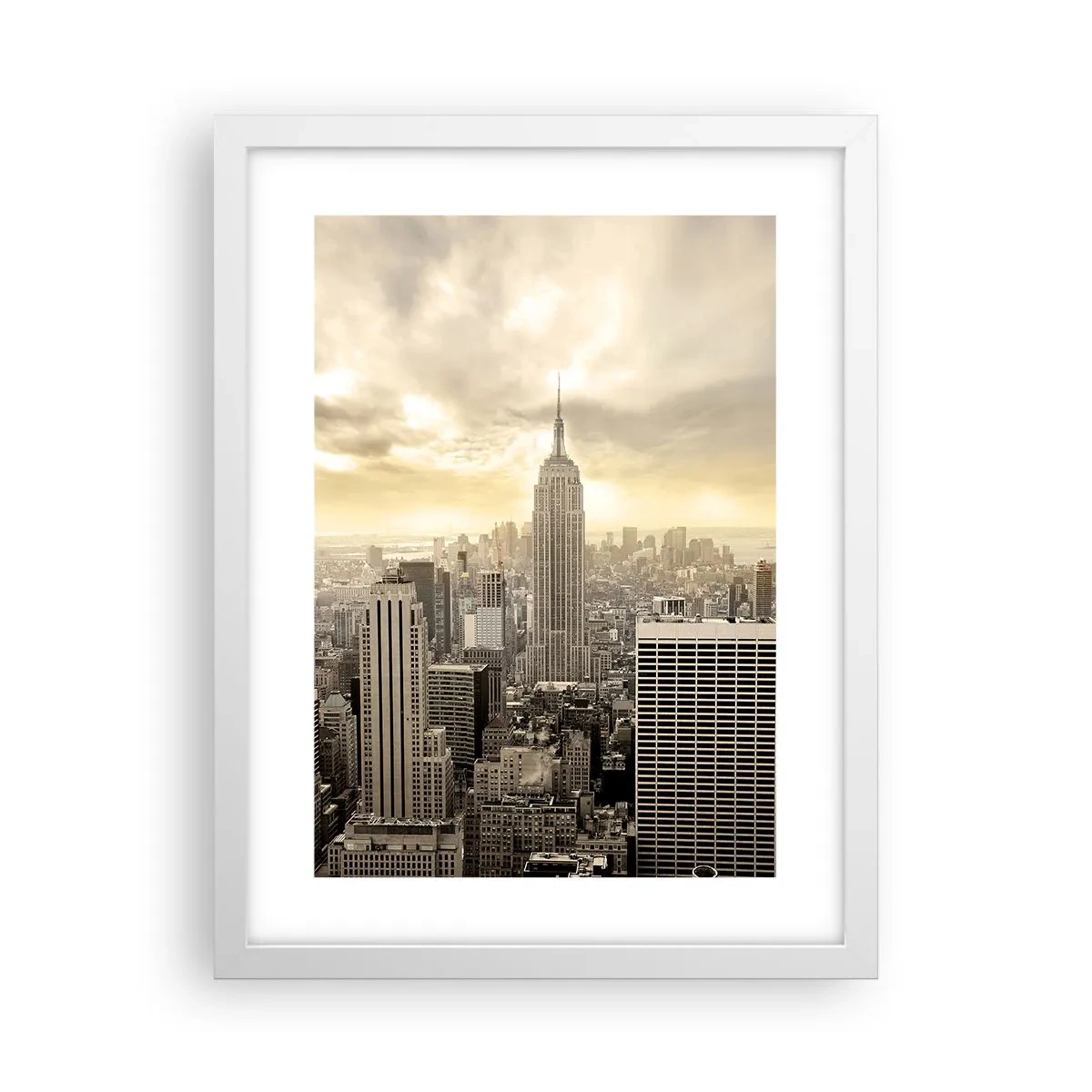 Poster în ramă albă - New York țesut din gri - 30x40 cm