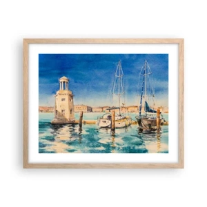 Poster în ramă de stejar deschis - Laguna însorită - 50x40 cm