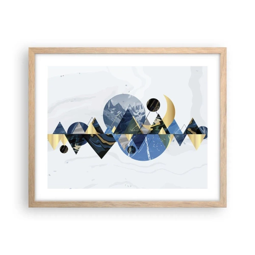 Poster în ramă de stejar deschis - Peisaj geometric - 50x40 cm