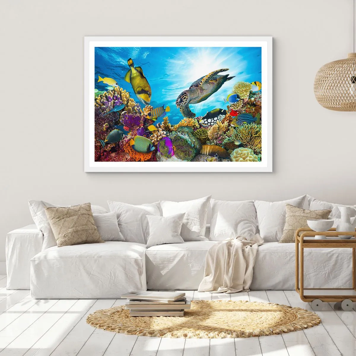 Poster în ramă albă - Promenada de corali - 100x70 cm