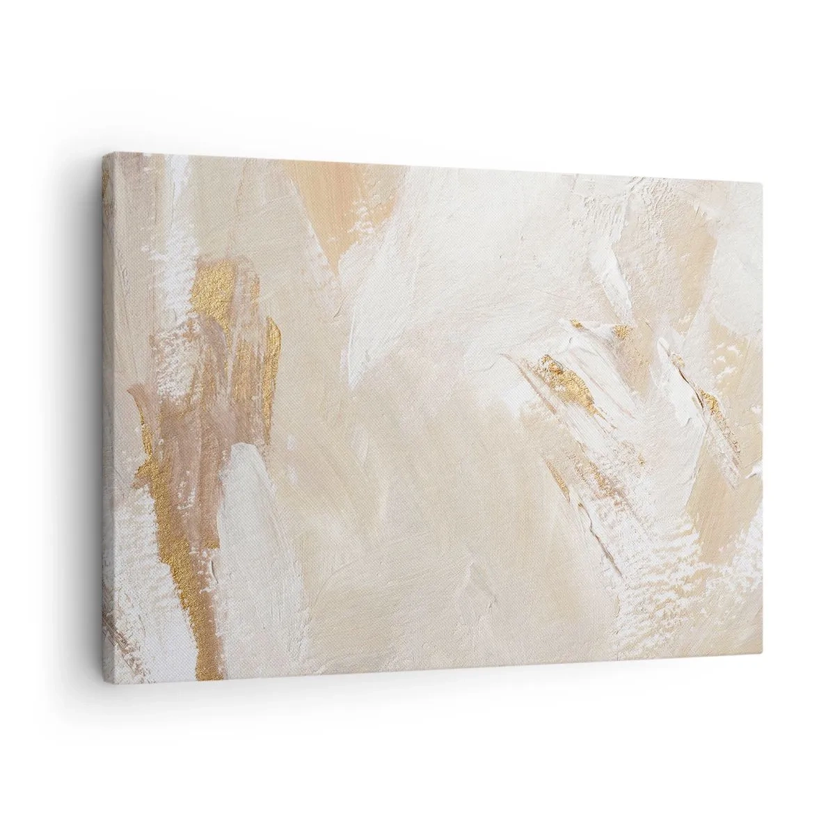 Tablou pe pânză Canvas - Tonuri abstracte delicate în nuanțe de bej și auriu - 70x50cm - Compoziție pastel - Decorațiune modernă pentru perete pentru living și dormitor ARTTOR