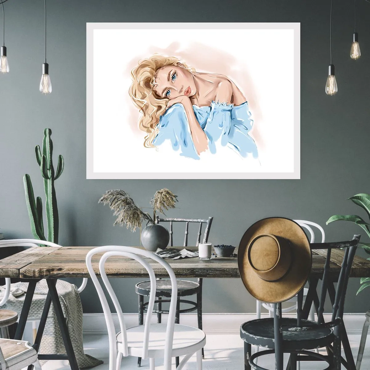 Poster - Scufundată în vis albastru - 100x70 cm