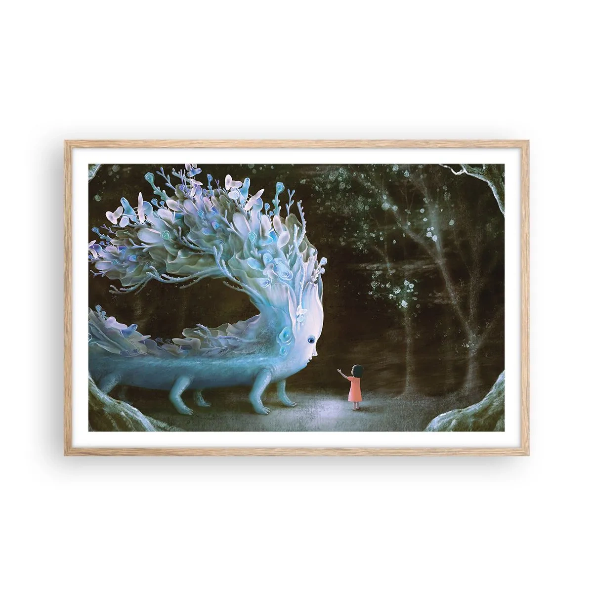 Poster în ramă de stejar deschis - Întâlnire fantastică - 91x61 cm