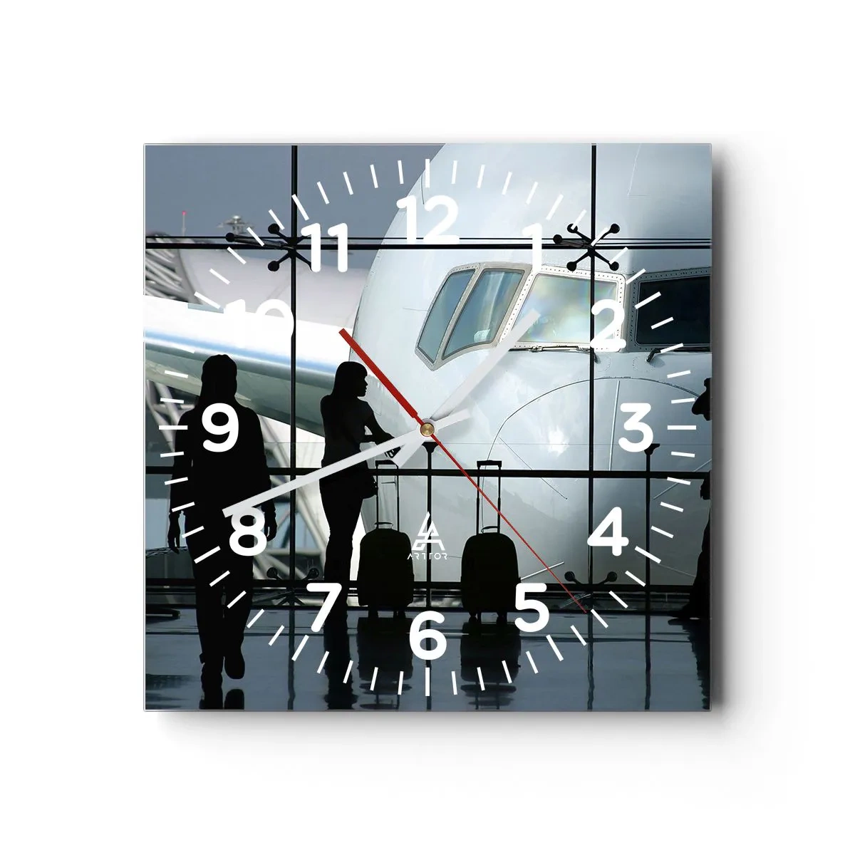 Ceas de perete - Ceas pe sticlă - Vis a vis la aeroport - 30x30 cm