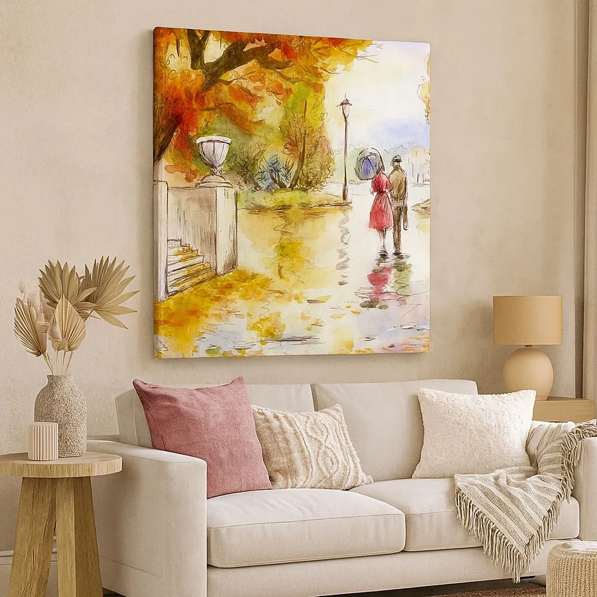 Tablou pe pânză - Toamnă romantică în parc - 30x30 cm