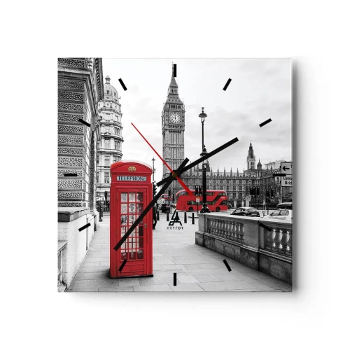 Ceas de perete - Ceas pe sticlă - Fără îndoială, Londra - 30x30 cm