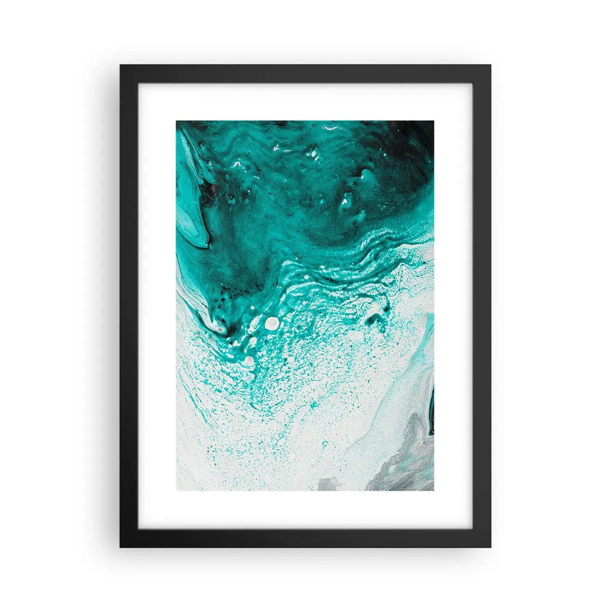 Poster în ramă neagră - Dizolvându-se în alb și turcoaz - 30x40 cm