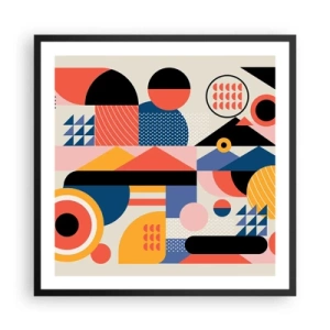 Poster în ramă neagră - Compoziție: joacă-te - 60x60 cm