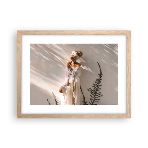 Poster în ramă de stejar deschis - Soarele și fata - 40x30 cm