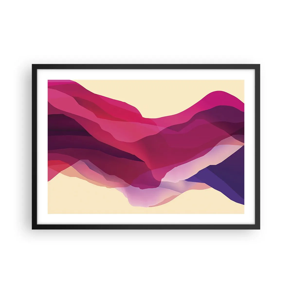 Poster în ramă neagră - Valuri de violet - 70x50 cm