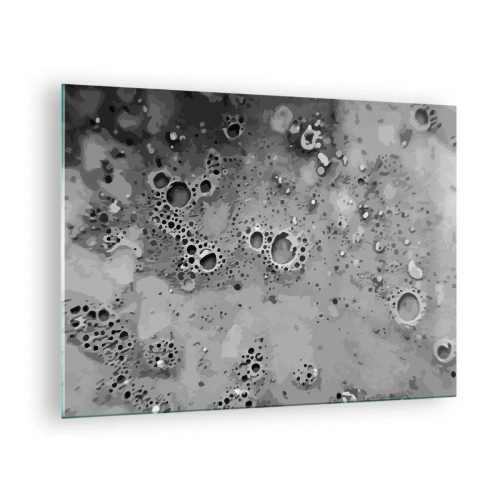 Tablou pe sticlă - Un model abstract care seamănă cu suprafața lunii în nuanțe de gri. - 70x50cm - Ca un peisaj lunar - Decorațiune modernă pentru perete pentru living și dormitor ARTTOR
