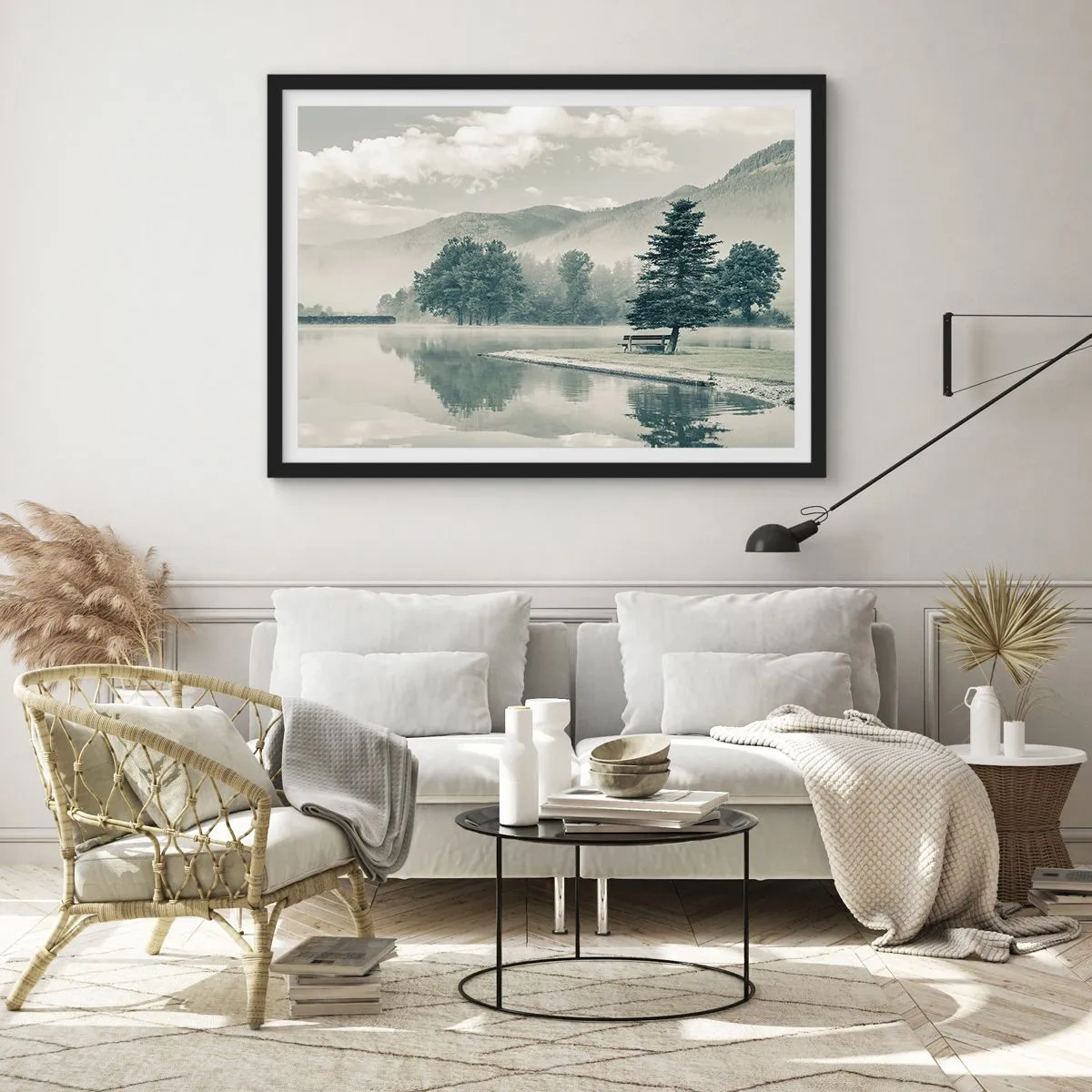 Poster în ramă neagră - Lacul încă doarme - 100x70 cm