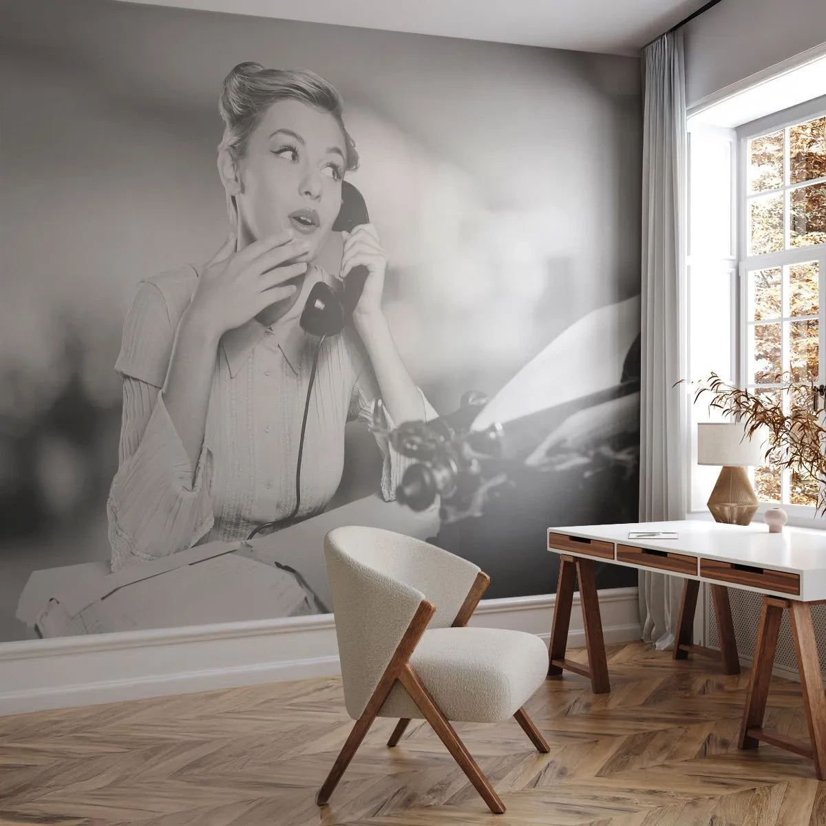Tapet Premium Sand - Bună ziua, suntem în anii '50. - Epocă, alb-negru, Retro - 200x140 cm