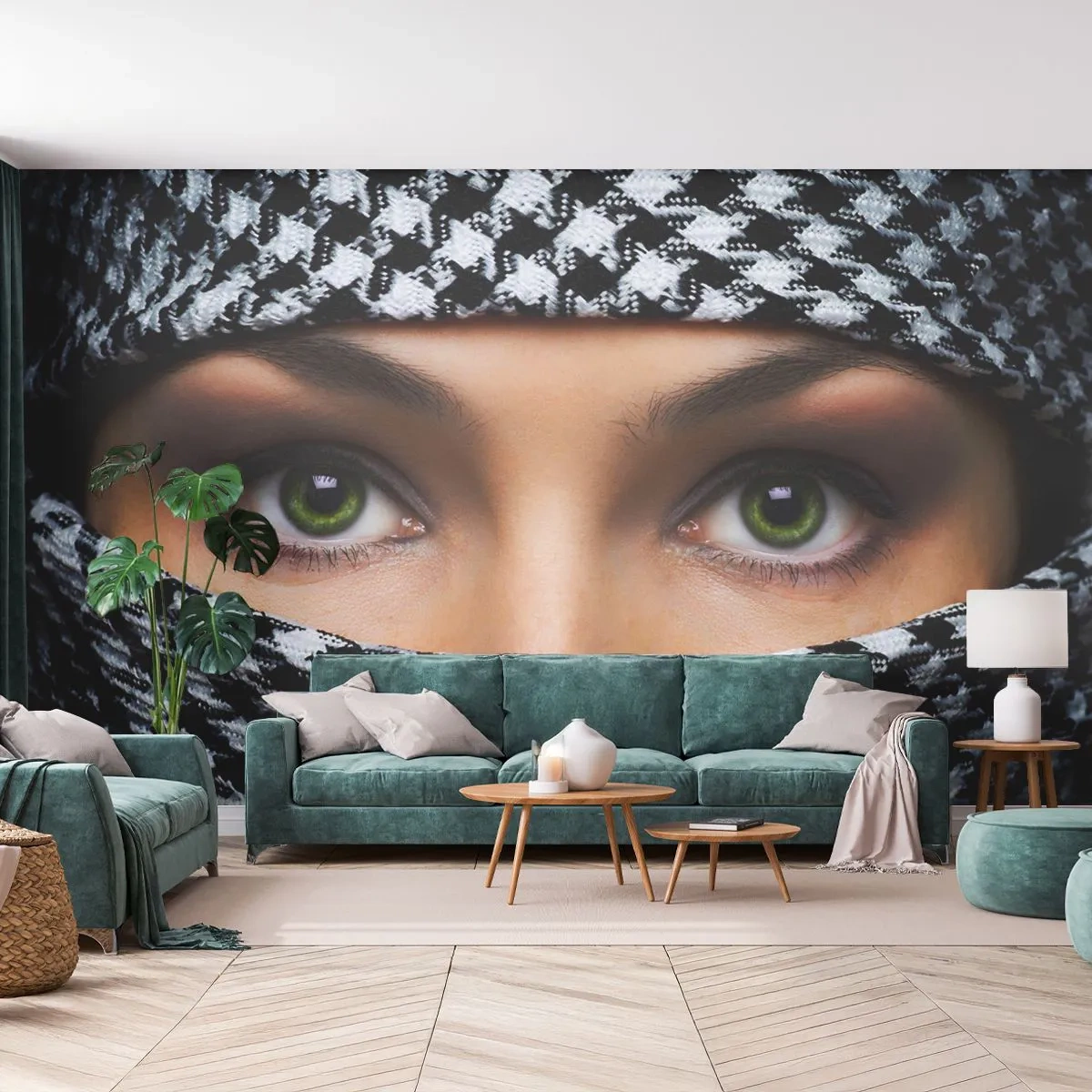 Tapet Premium Canvas - Un portret al unei frumuseți cu ochii verzi - Femeie, Ochi, Cultură - 250x175 cm