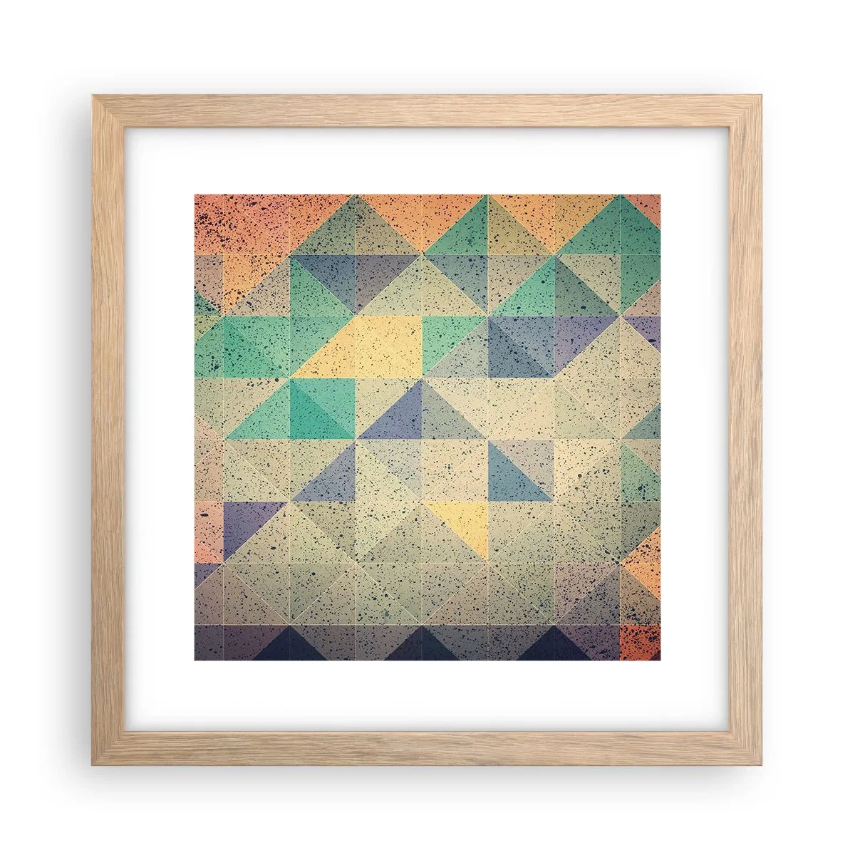 Poster în ramă de stejar deschis - Republica triunghiurilor - 30x30 cm