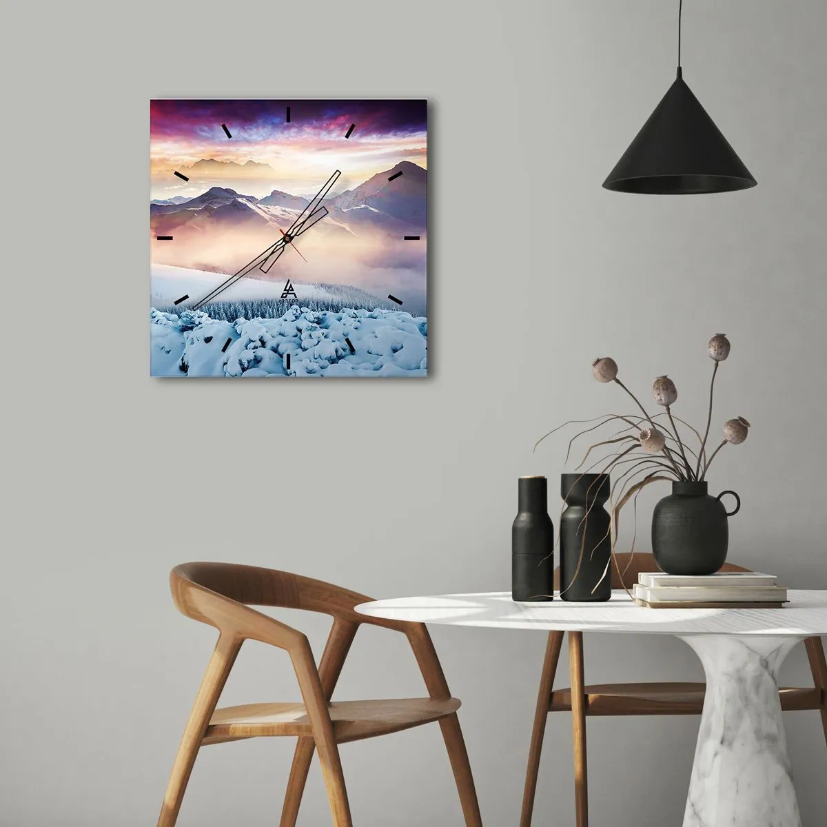 Ceas de perete - Ceas pe sticlă - Forța și puritatea naturii - 30x30 cm