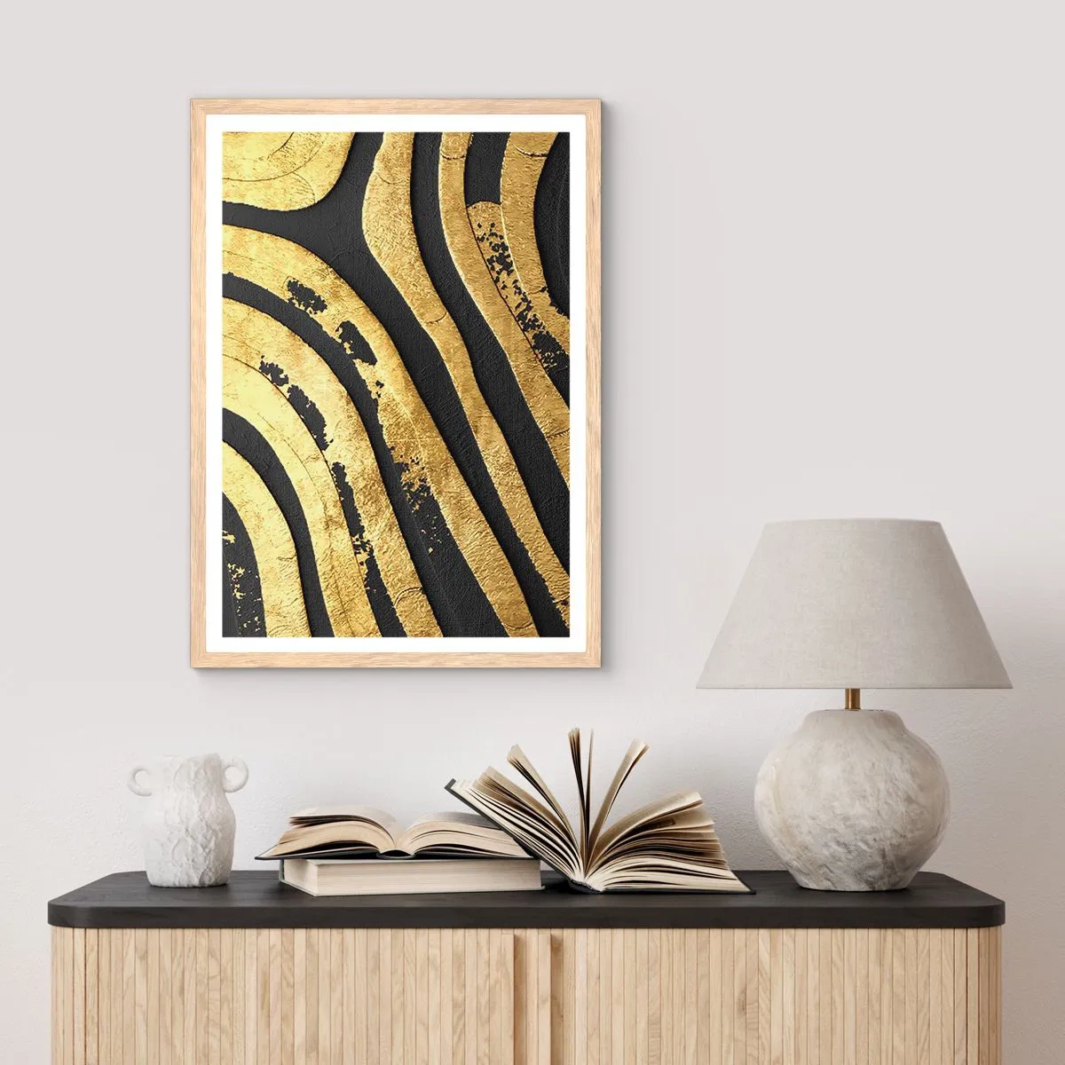 Poster în ramă de stejar deschis - Totul curge - 70x100 cm