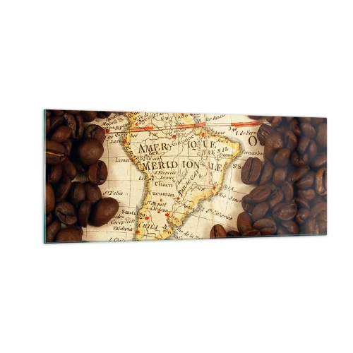 Tablou pe sticlă - De unde provine cea mai bună cafea? - 100x40 cm