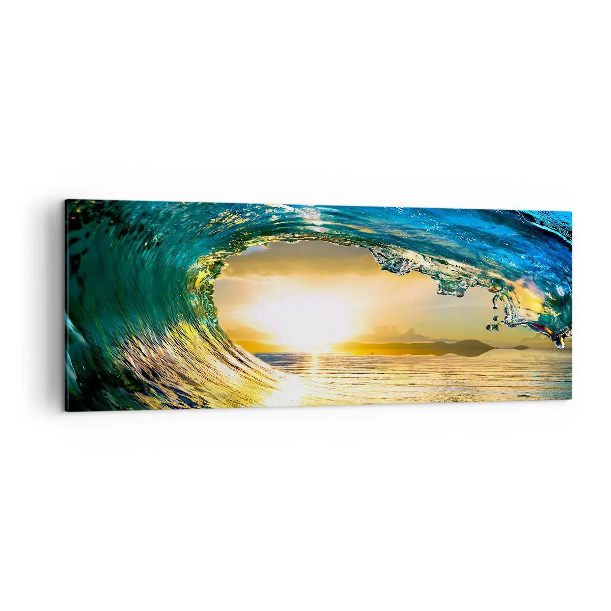 Tablou pe pânză - În cristal de aur și smarald - 140x50 cm