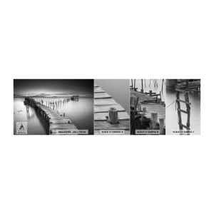 Mostră tapet Premium Canvas - Liniștea unui țărm uitat - Peisaj, Lac, Pod de lemn - 100x30 cm
