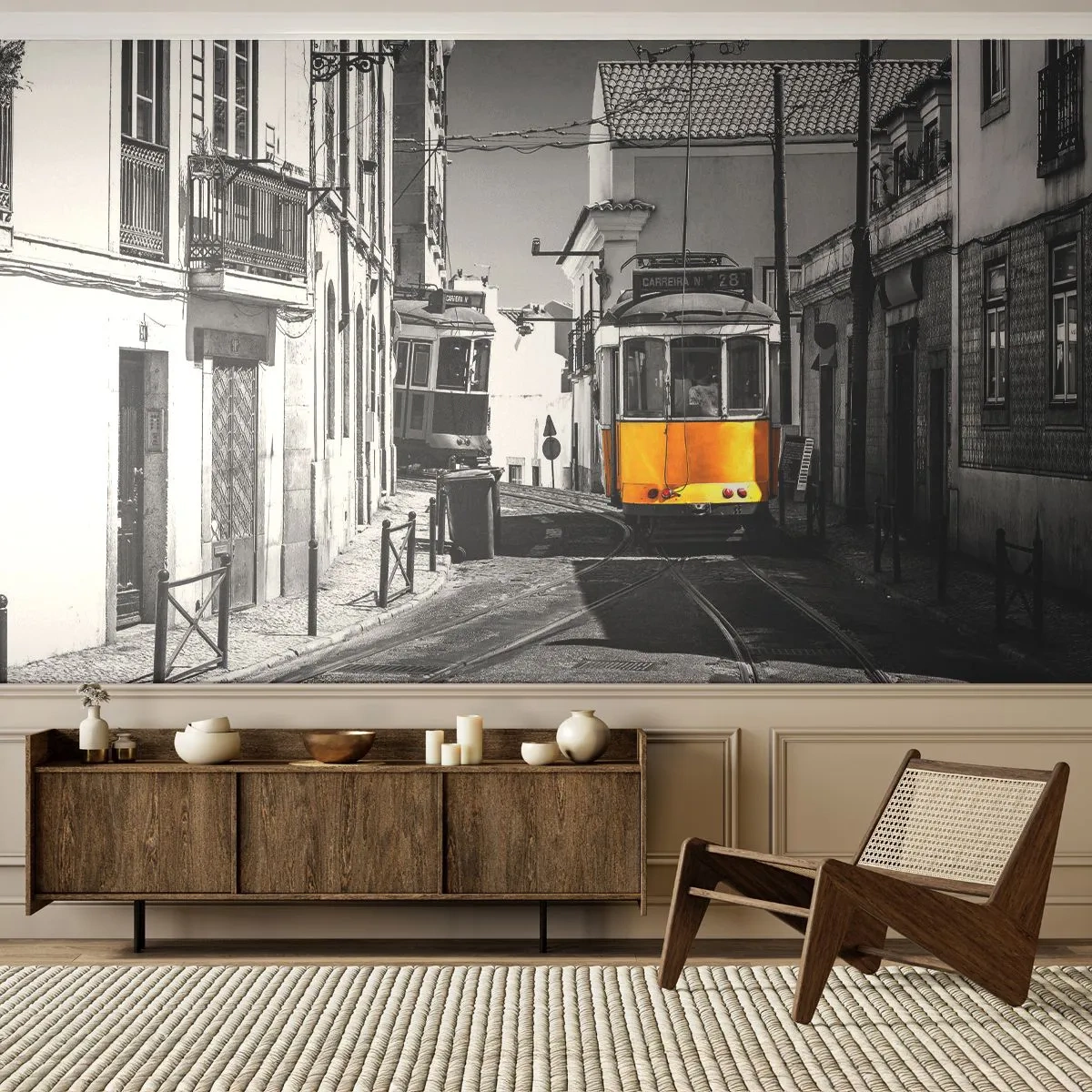 Tapet Premium Sand - Spiritul Lisabonei - Oraș, Lisabona, Arhitectură - 350x256 cm